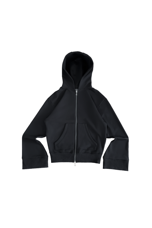 Black Flared Sleeves Zip-Hoodie